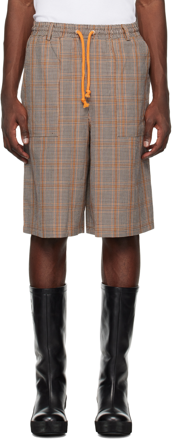 (d)ivision Brown Drawstring Shorts In Dark Brown Comb.