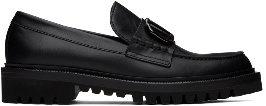 Black VLogo Signature Loafers by Valentino Garavani on Sale