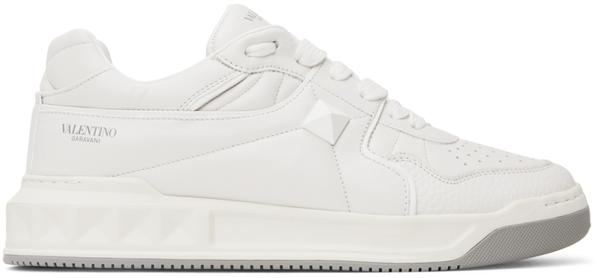 Shop Valentino White One-stud Sneakers In 0bo Bianco/bianco/bi