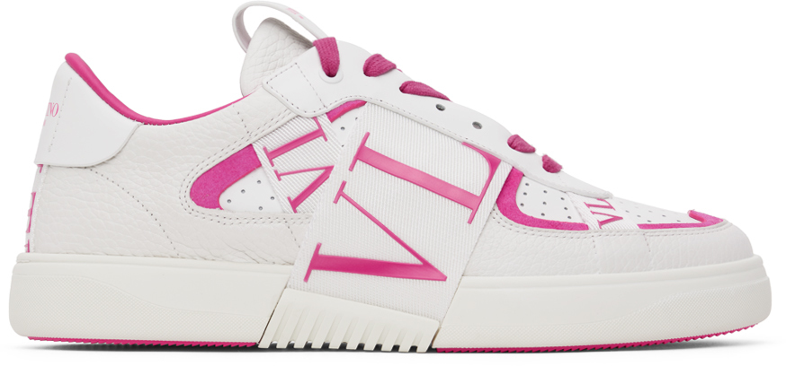 Garavani White & Pink 'vl7n' Sneakers In Uwe | ModeSens