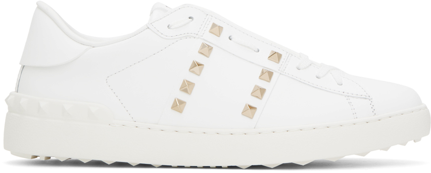 Valentino Garavani White Rockstud Untitled Sneakers In 0bo Bianco/bianco