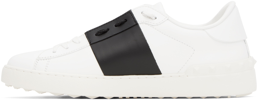 Valentino White & Black Open Sneakers In A01 Bianco/nero/bian