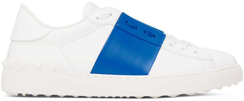 Shop Valentino White Open Sneakers In 46p Bianco/bermuda B