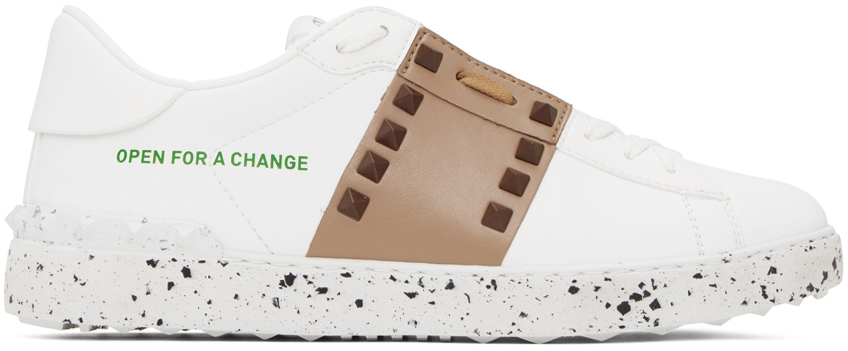 Valentino Garavani White & Tan 'open For A Change' Sneakers In Uy8 Bianco-cammello/