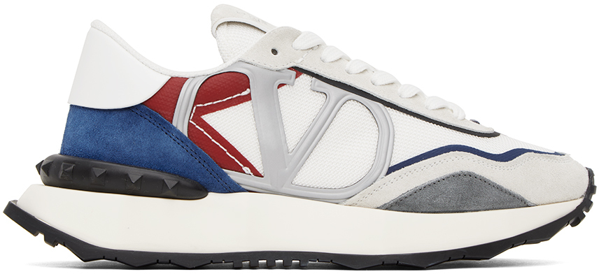 Shop Valentino White Netrunner Sneakers In 7dc Bia-blu D-sto/ro