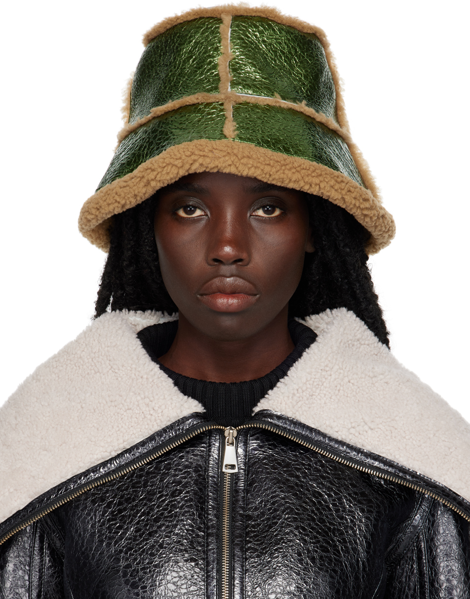 Jean Paul Gaultier Green 'the Laminated' Bucket Hat In Beige & Green