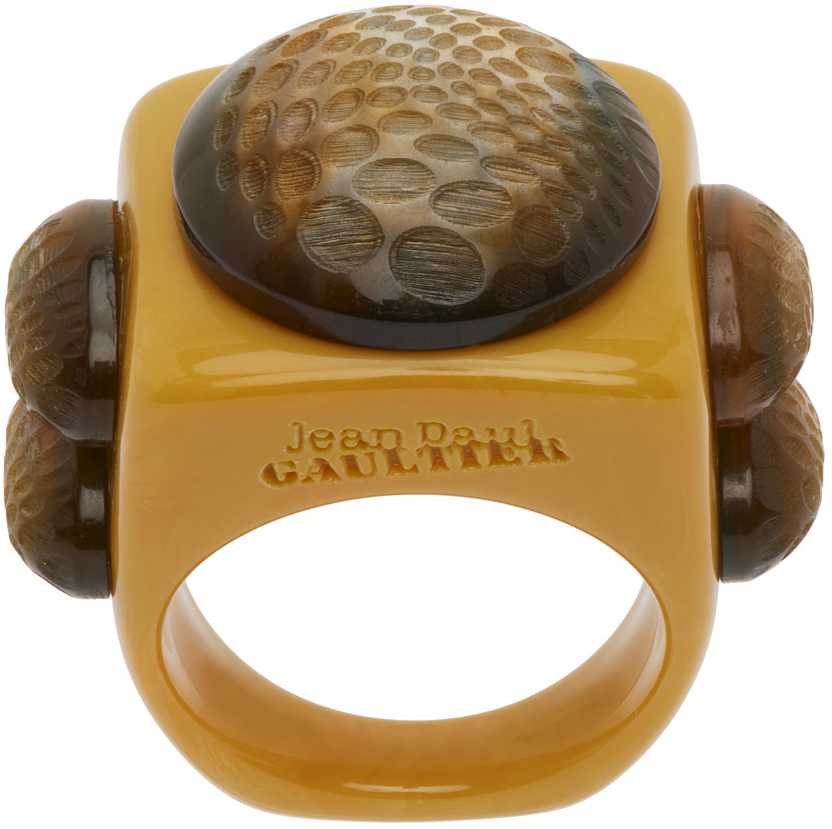 Jean Paul Gaultier Yellow La Manso Edition Camel Toe Ring In Camel/perseo Green