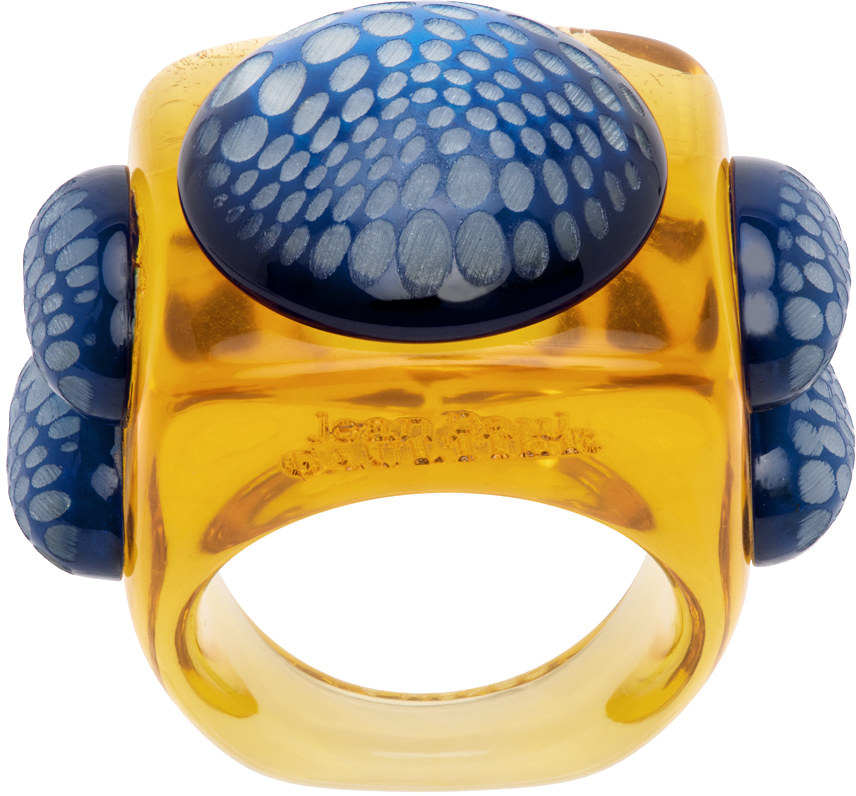 Jean Paul Gaultier Orange La Manso Edition Submarine Ring In Amber/perseo Blue