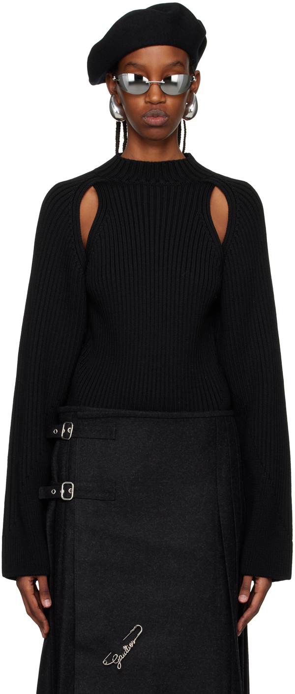 Jean Paul Gaultier Black Cutout Sweater In 00-black
