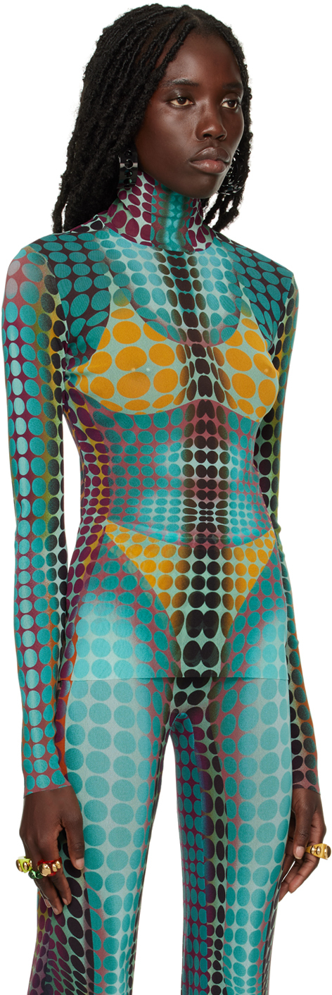 Jean Paul Gaultier Blue Dots Turtleneck In 502710-blue/purple/y