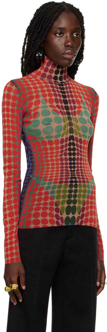 Jean Paul Gaultier Orange Dots Turtleneck In 271540-purple/orange