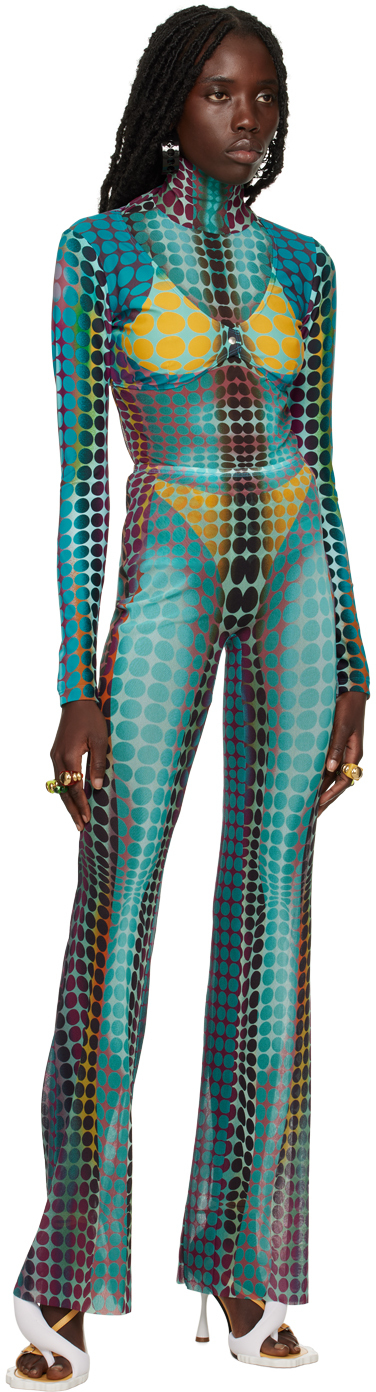 JEAN PAUL GAULTIER BLUE DOTS LONG SLEEVE T-SHIRT 