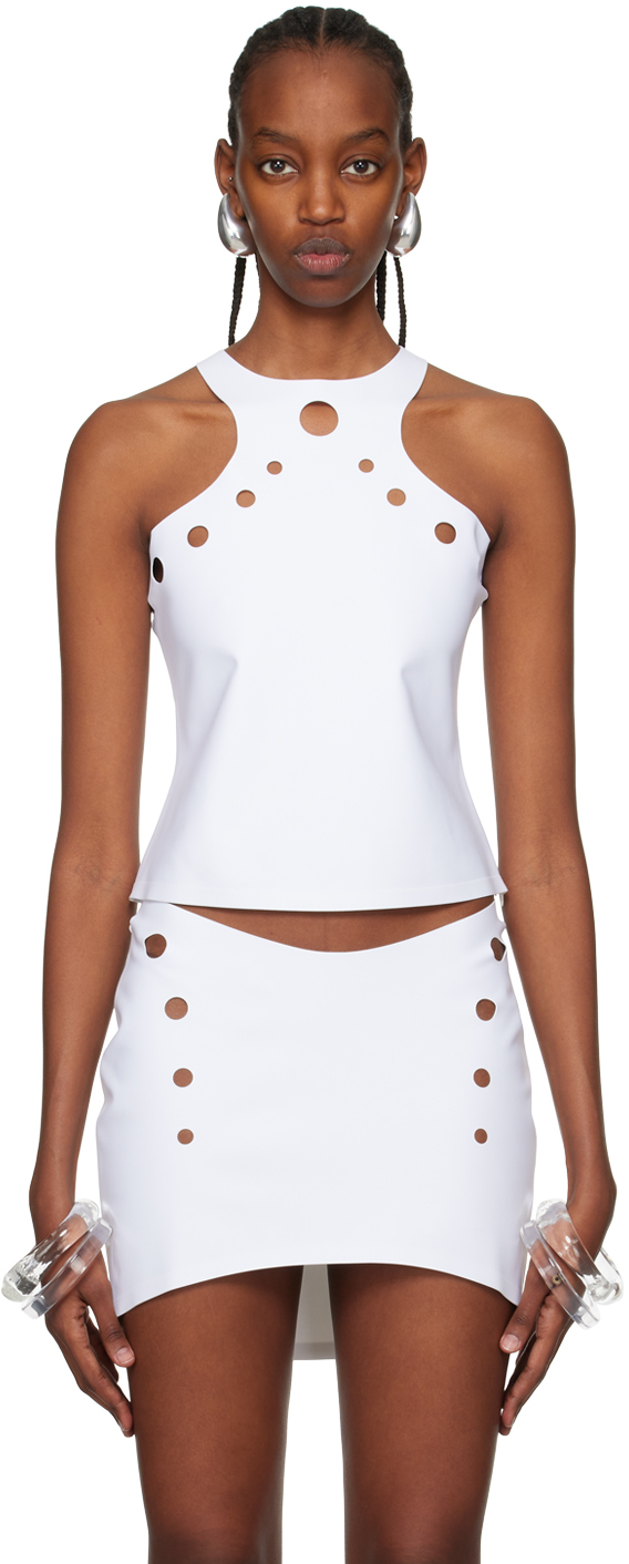Jean Paul Gaultier Perforated Tank Top In White