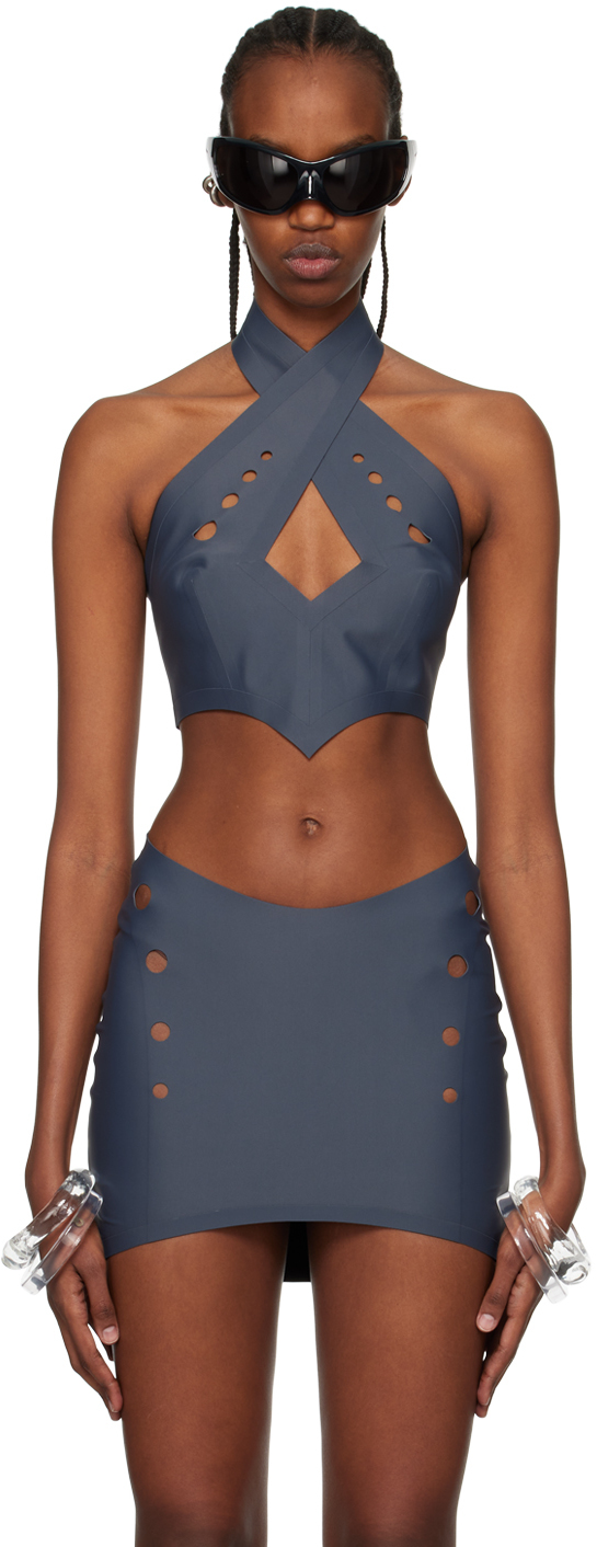 JEAN PAUL GAULTIER GRAY PERFORATED TOP