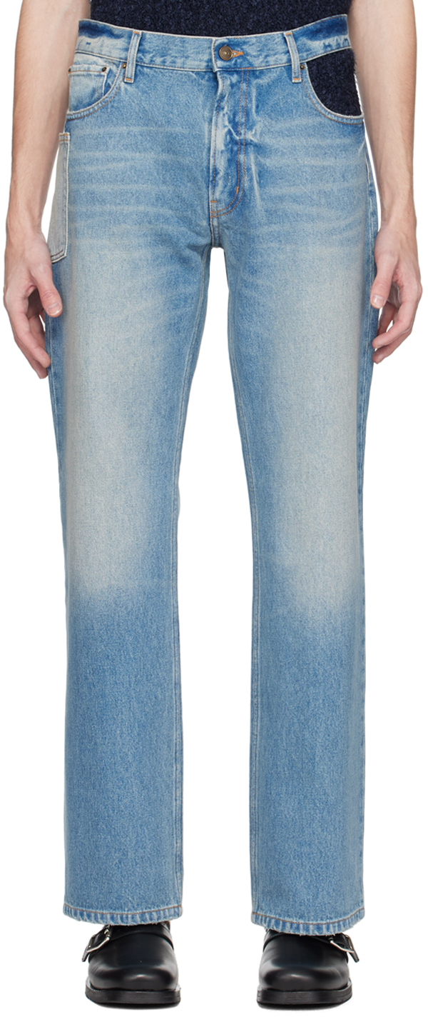 GAUCHERE: Blue Cutout Jeans | SSENSE