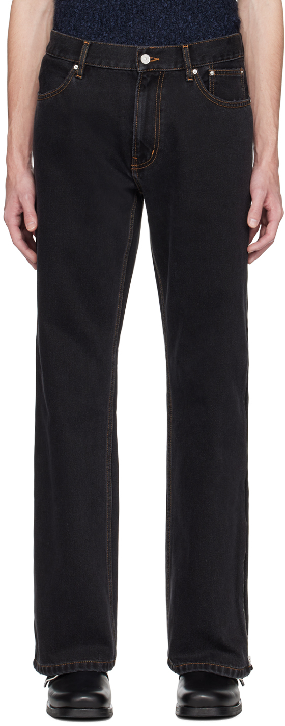 Gauchère Black Double Zipper Jeans In 1000 Black