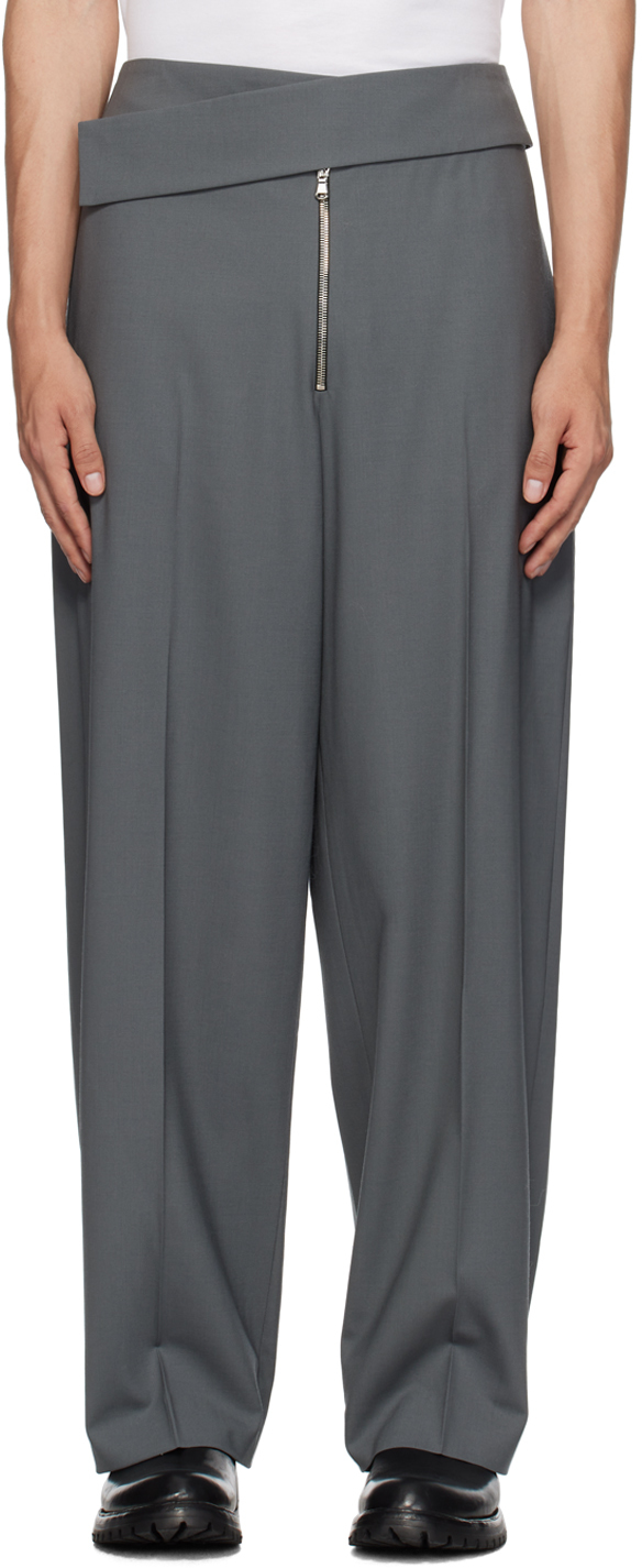 Gray Wrap Trousers by GAUCHERE on Sale