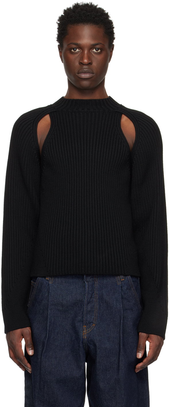 Jean Paul Gaultier Black Cutout Sweater In 00-black