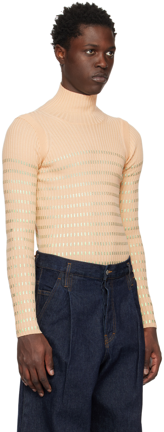 Jean Paul Gaultier Beige 'the Cyber' Turtleneck In 6840-beige/green