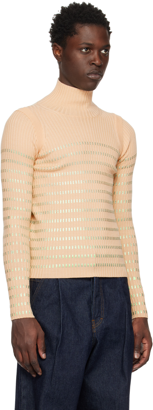 Jean Paul Gaultier Beige 'the Cyber' Turtleneck In 6840-beige/green