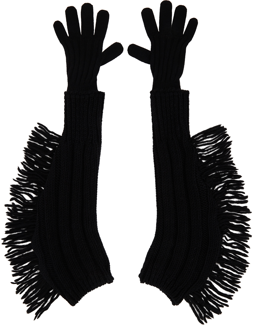 Issey Miyake Black Fringe Gloves