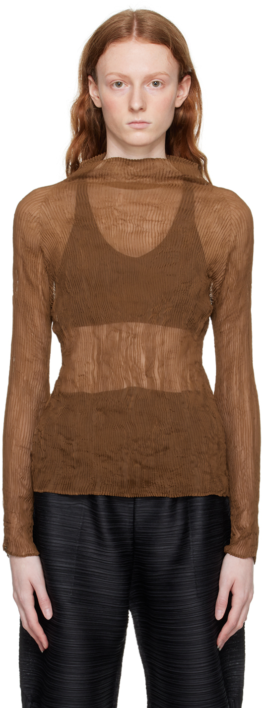 Issey Miyake Brown Twist 3 Turtleneck