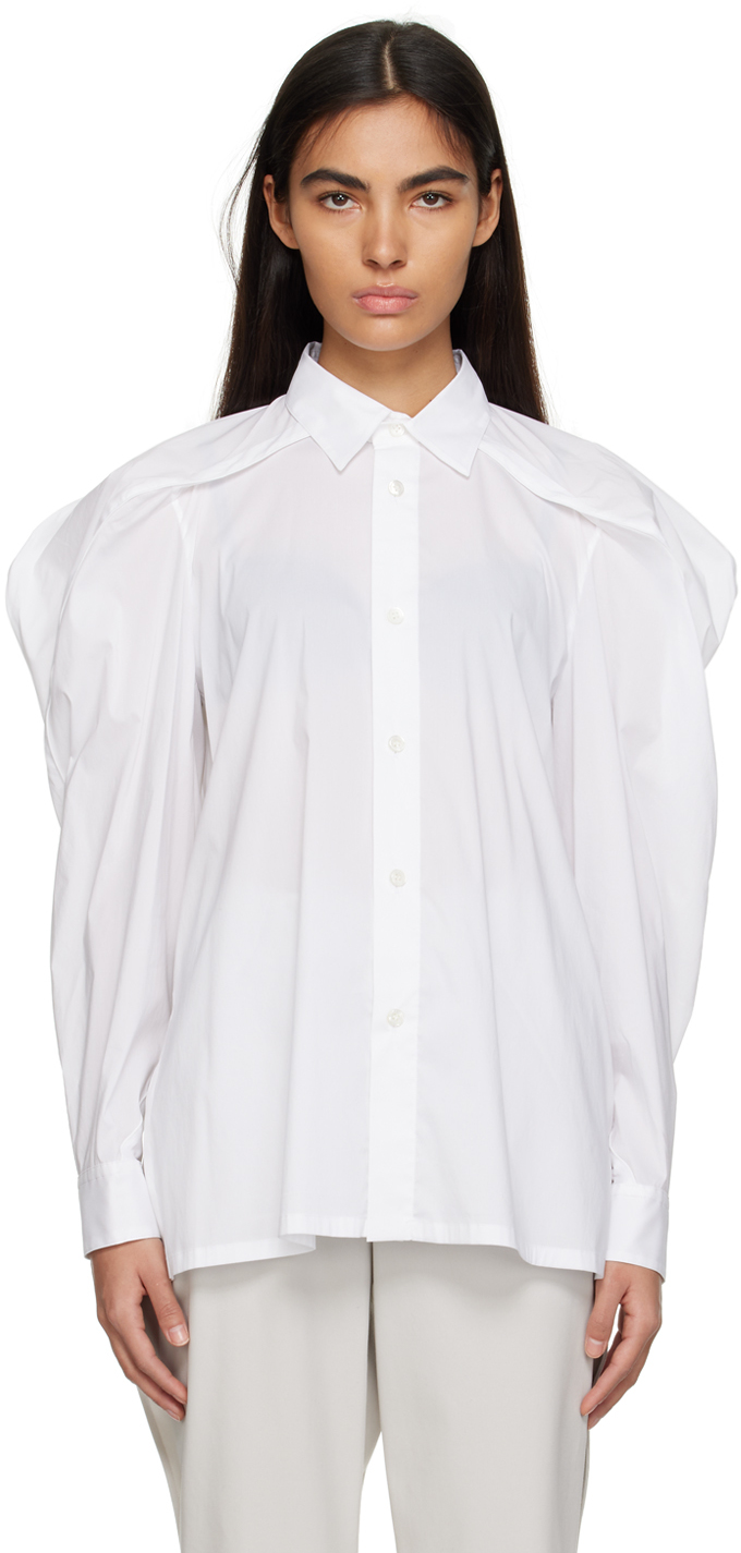 Issey Miyake: White R Shirt | SSENSE