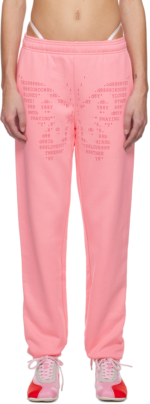 Praying Pink Butterfly Lounge Pants In Pink/red