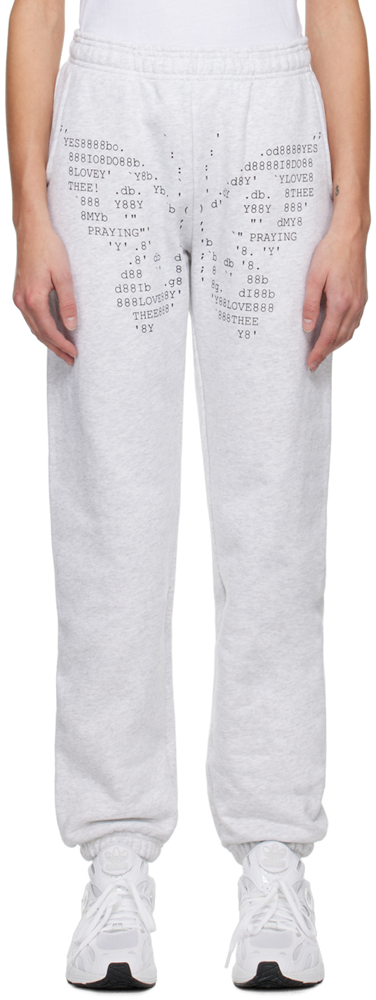 Praying Gray Butterfly Lounge Pants In Grey
