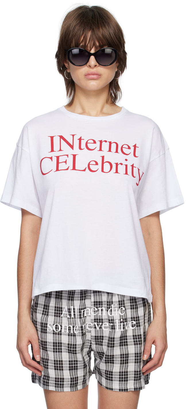 Postcode uitlijning Federaal Praying: White 'INternet CELebrity' T-Shirt | SSENSE