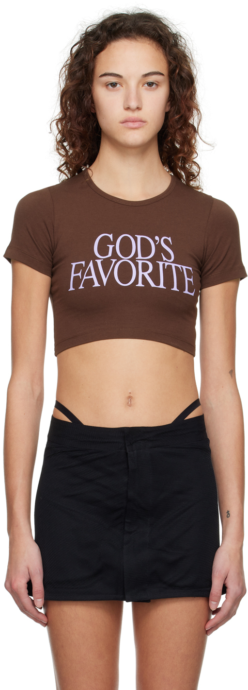 Praying Ssense Exclusive Brown 'god's Favorite' T-shirt In Brown/pink