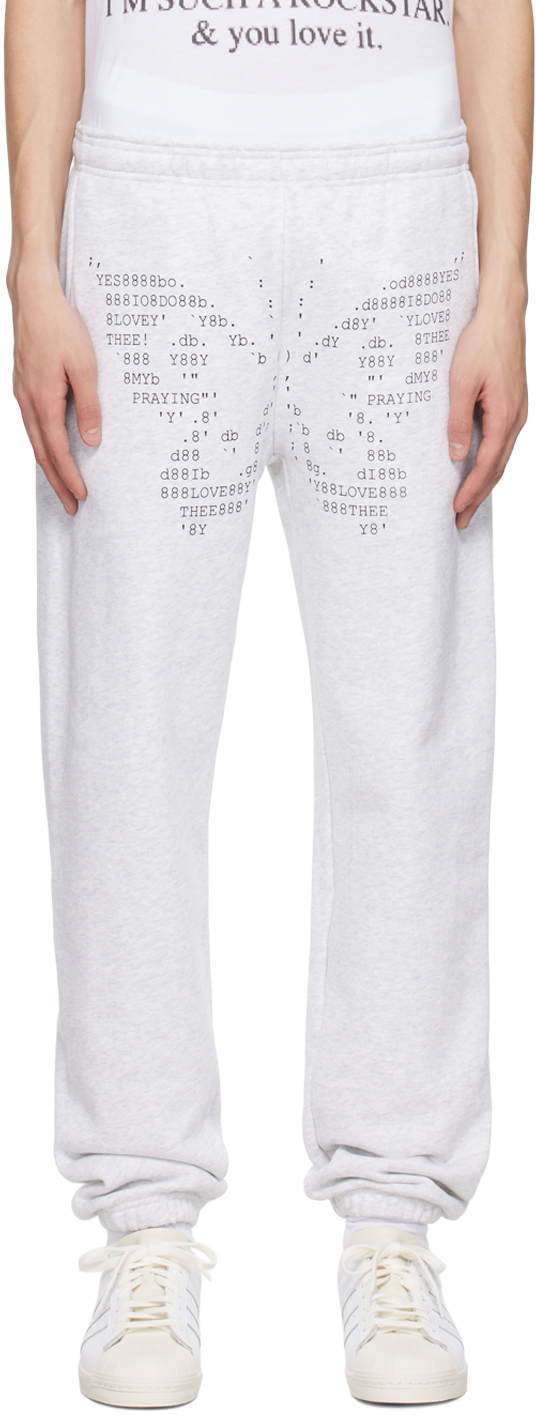 Praying Gray Butterfly Sweatpants In Grey