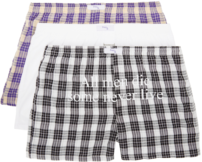 Praying ThreePack Multicolor Printed Boxers SSENSE