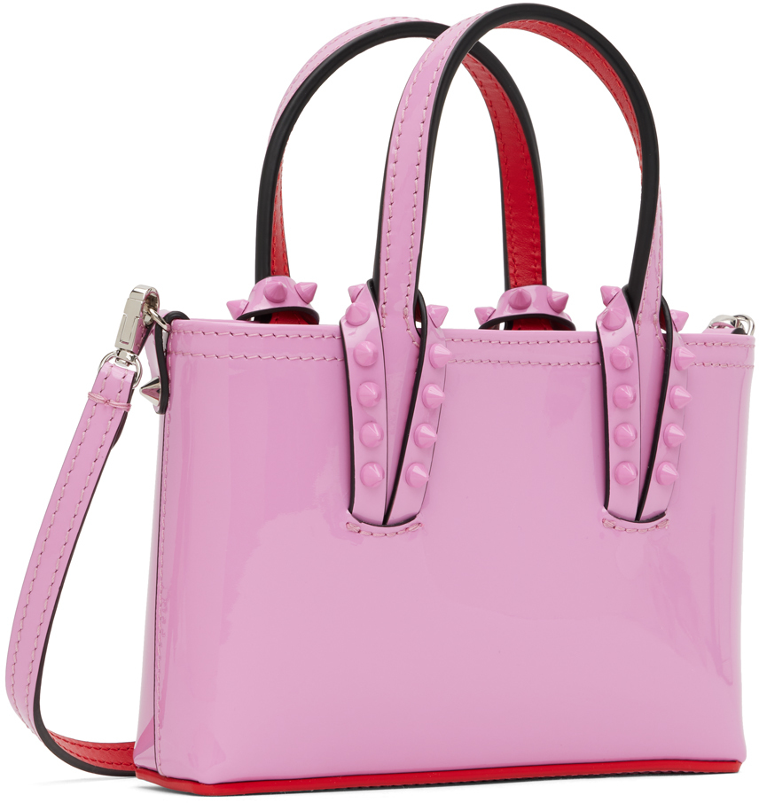 Cabata small spiked neon leather-trimmed PVC tote