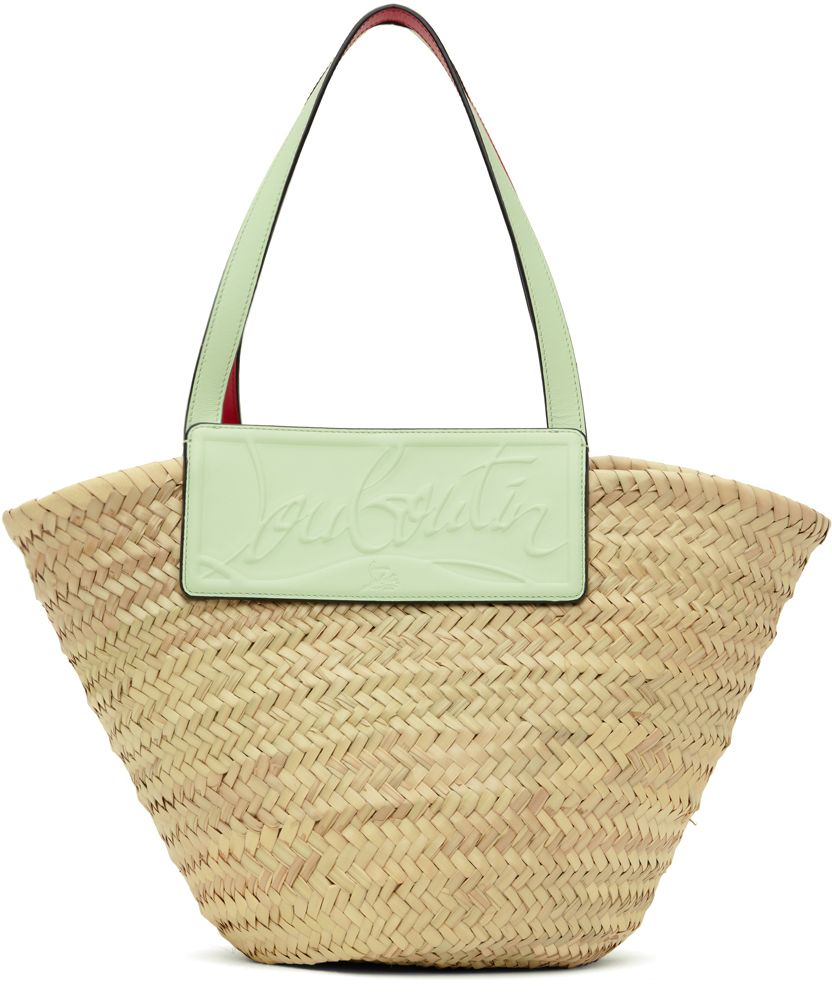 Christian Louboutin Loubishore Tote In Beige Wool And Polyamide In Green