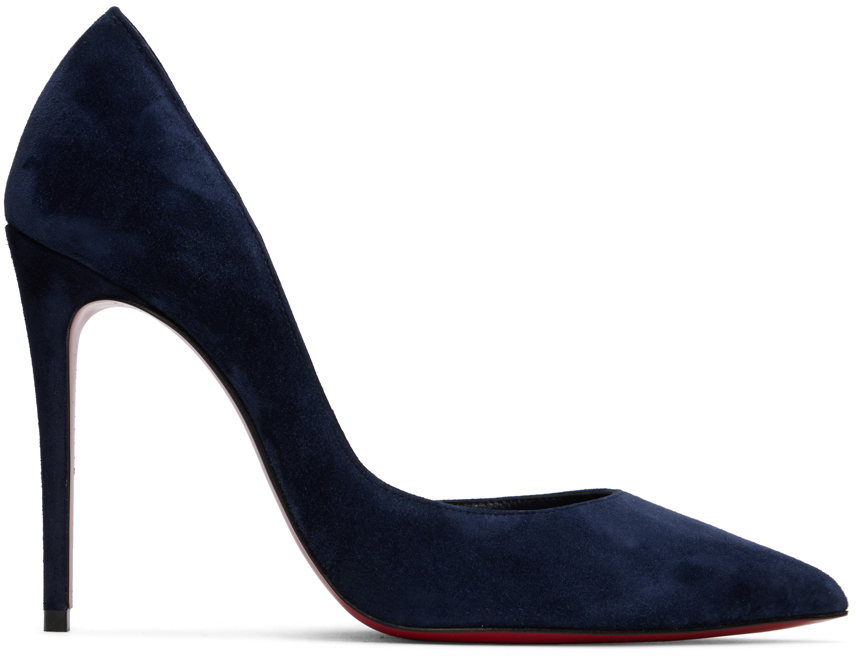 Christian Louboutin Navy Iriza Heels In 4010 Obscur/lin Obsc