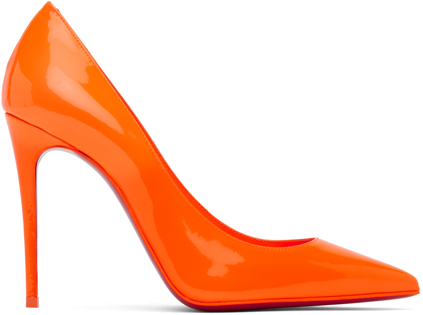 Christian Louboutin Orange Kate 100 Heels In O285 Fluo Orange/lin