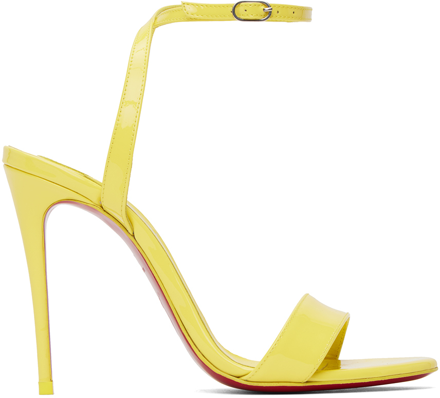 Shop Christian Louboutin Yellow Loubigirl 100 Heeled Sandals In Y298 Piou Piou/lin P