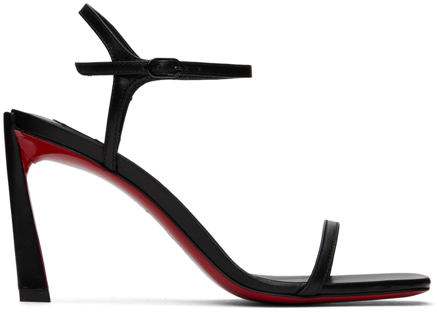Shop Christian Louboutin Black Condora 85 Heeled Sandals In B439 Black/lin Black