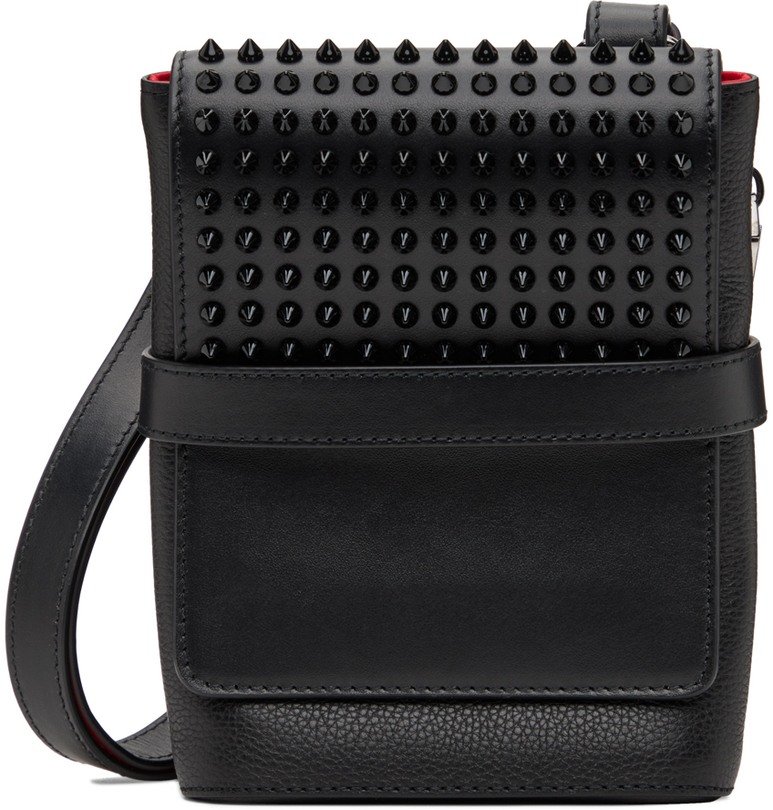 Christian Louboutin Black Benech Spiked Messenger Bag | ModeSens