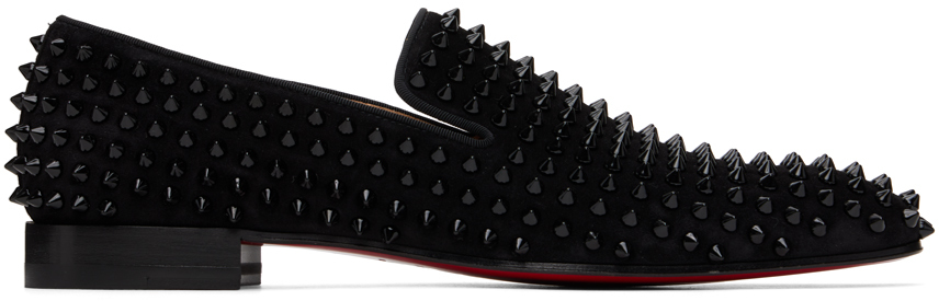 Christian Louboutin Black Dandelion Spikes Loafers In Cm53 Black/black