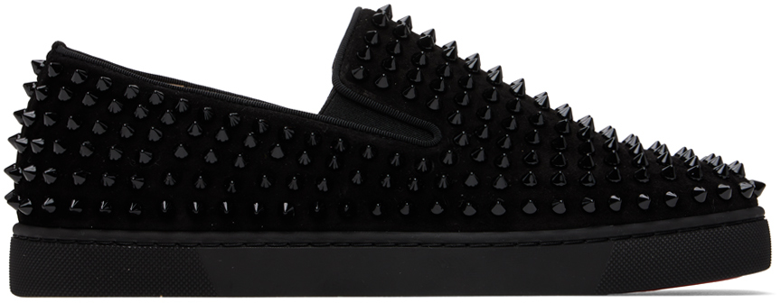 Christian Louboutin Black Roller-boat Sneakers In Gray | ModeSens