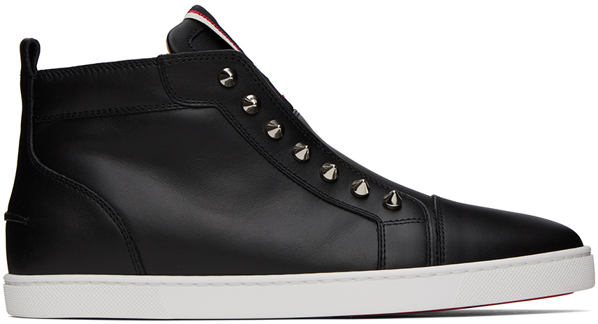 Christian Louboutin F.a.v Fique A Vontarde Mid-cut Leather Sneakers In Black