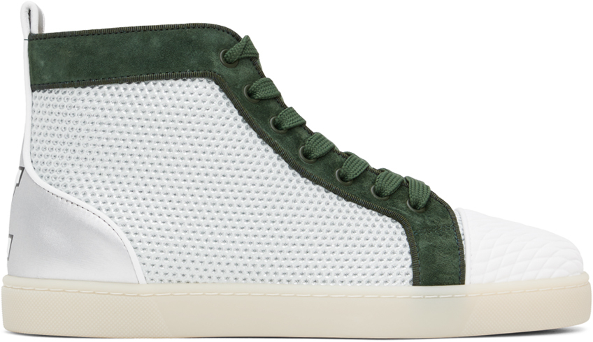 Christian Louboutin Off-white & Green Varsilouis Sneakers In Version Multi