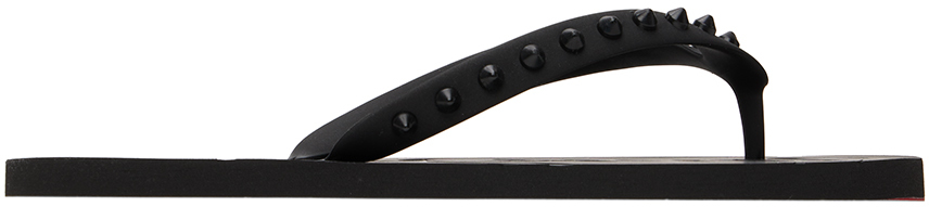 Christian Louboutin Black Loubi Flip Flops In Bk01 Black