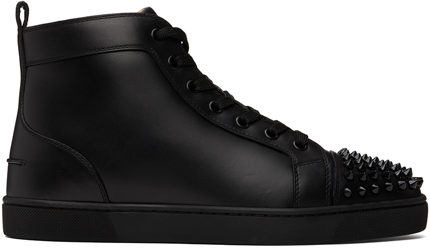 Christian Louboutin Black Lou Spikes Sneakers In B049 Black/black/bk