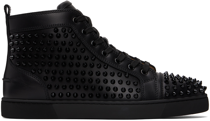 Christian Louboutin Black Louis Spikes Sneakers In B049 Black/black/bk