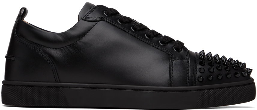 Christian Louboutin Louis Junior Spikes Black Calf Leather Sneaker  Men's