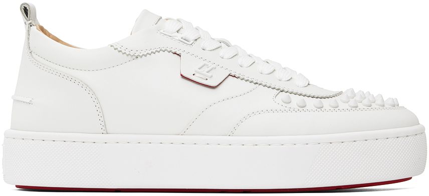 Christian Louboutin Outlet: Happyrui Spikes leather sneakers - White