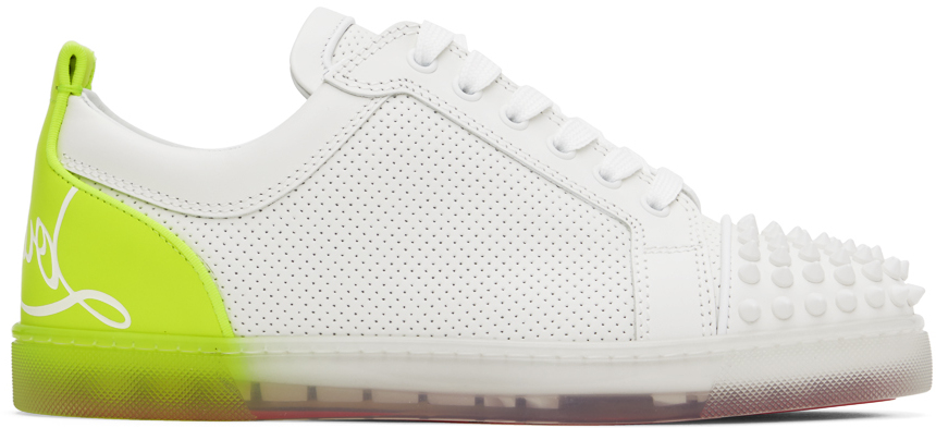  Christian Louboutin Men's Fun Lou Spike White and Beige  Sneakers (us_Footwear_Size_System, Adult, Men, Numeric, Medium, Numeric_7)